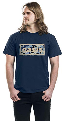Rock Off Oasis Camo Logo Hombre Camiseta Azul Marino L, 100% algodón, Regular