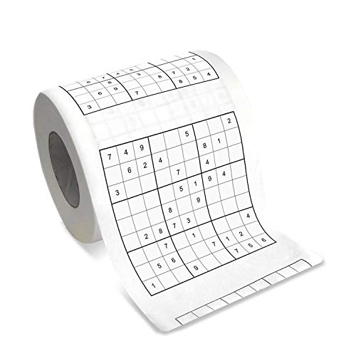 Rollo de papel higiénico SUDOKU. Papel para el váter con Sudokus. 200 láminas de celulosa. Triple capa, suave.