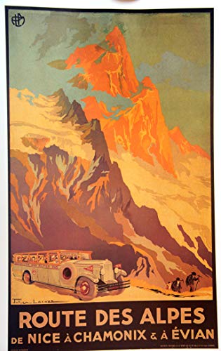 Route des Alpes Nice Chamonix - Póster (formato 50 x 70 cm, papel 300 g, venta del archivo digital HD, posible, consultaremos (Tienda póster Vintage.FR)