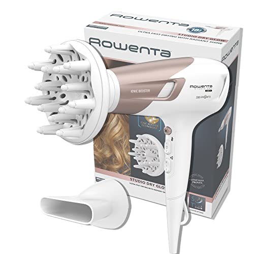 Rowenta Studio Dry CV5830 - Secador de pelo de 2300 W, Tecnología Effiwatts, 6 ajustes de velocidad/temperatura, Termocontrol, generador iónico, reduce el encrespamiento, cabello suave y brillante