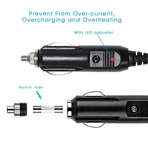 RUNCCI-YUN - 4 Pcs Mechero Conector 12v macho con Cable, Encendedor de coche con cable de alimentación de 10 A, 12 V, 24 V y adaptador con luces LED