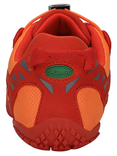 SAGUARO Hombre Mujer Barefoot Zapatillas de Trail Running Zapatos Minimalista de Deporte Cómodas Ligeras Calzado de Correr en Montaña, Naranja 45 EU