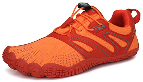 SAGUARO Hombre Mujer Barefoot Zapatillas de Trail Running Zapatos Minimalista de Deporte Cómodas Ligeras Calzado de Correr en Montaña, Naranja 45 EU
