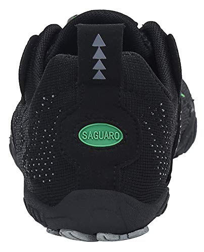 SAGUARO Hombre Mujer Barefoot Zapatillas de Trail Running Zapatos Minimalista de Deporte Cómodas Ligeras Calzado de Correr en Montaña, Negro 46 EU