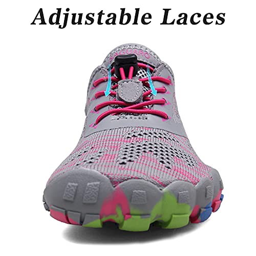 SAGUARO Mujer Barefoot Zapatillas de Trail Running Minimalistas Zapatillas de Deporte Fitness Gimnasio Caminar Zapatos Descalzos para Correr en Montaña Asfalto Escarpines de Agua, Rosa, 37 EU