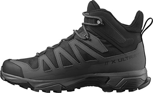 SALOMON Shoes X Ultra 4 Mid Wide GTX, Botas de Senderismo Hombre, Black/Magnet/Pearl Blue, 49 1/3 EU