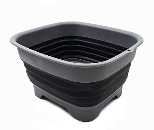 SAMMART. Cuenco portátil para lavar platos, plegable, de 9,1 litros, con tapón de drenaje, para almacenamiento de menaje y ahorrar espacio