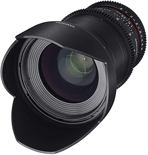 Samyang F1312901101 - Objetivo para vídeo VDSLR para Canon EF (Distancia Focal Fija 35mm, Apertura T1.5-22 AS UMC II, diámetro Filtro: 77mm), Negro