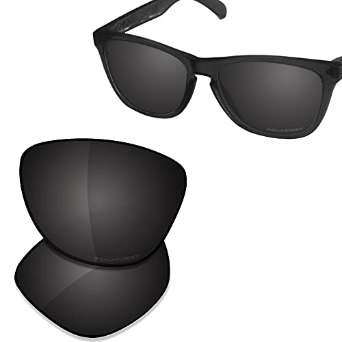 Saucer Lentes de repuesto premium para gafas de sol Oakley Frogskins OO9013, High Defense - Carbon Black Polarized, Talla única