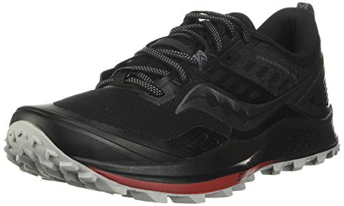 Saucony Men's Peregrine 10 Walking Shoe, Black/Red, 7 W US