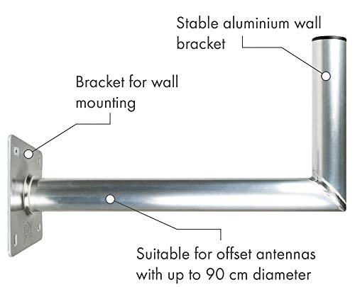 SCHWAIGER -5156- Soporte para antena satelital | antena SAT | sistema satelital | antena SAT | soporte de pared con soporte de aluminio | distancia a la pared 45 cm
