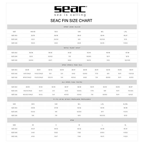 SEAC Speed S Aletas Cortas de natación para Entrenamientos en la Piscina y en el mar, Unisex, Azul/Negro, 42/43
