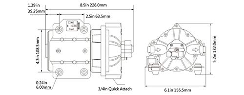 SEAFLO Bomba de agua de alta presión de 12 voltios 26.5 l/min 7.0 GPM 60 PSI con interruptor automático para Marine RV Boat Automotive