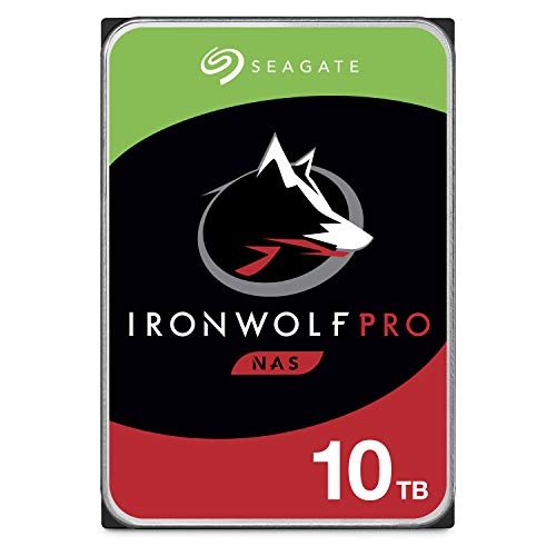 Seagate IronWolf Pro, 10 TB, Disco Duro Interna HDD NAS, CMR, 3,5 pulgadas, SATA a 6 Gb/s, 7200 RPM, caché de 256 MB, RAID, 3 años Rescue Services (ST10000NE000)