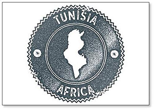 Sello vintage de mapa de Túnez Imán para nevera con ilustración azul oscuro