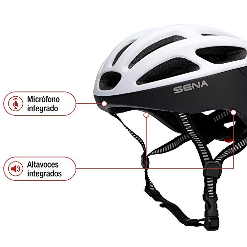 Sena R1 Smart Helmet para ciclismo (Matte White, Tallas L), Certificado CE
