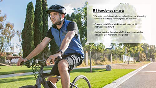 Sena R1 Smart Helmet para ciclismo (Matte White, Tallas L), Certificado CE
