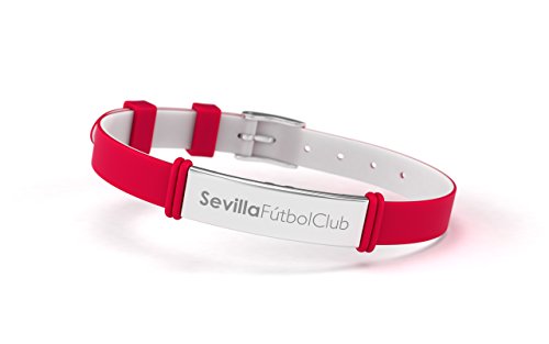 Sevilla FC - Pulsera Fashion Roja Ajustable para Hombre, Mujer y Niño | Pulsera Sevillista de Silicona y Acero Inoxidable