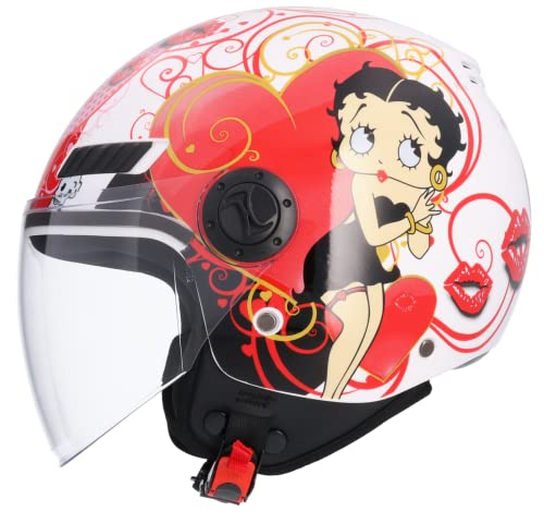 Shiro Casco Moto Jet ECE Homologado casco de moto para hombre casco mujer CASCO SH62 BETTY BOOM (S)