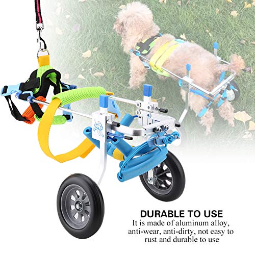 Silla de ruedas para mascotas 2-5 kg Pet Wheelchair Disabled Dog Assisted Walk Car Hind Leg Ejercicio de para Perrosgatos Ajustable Rehabilitación Las Patas Perros Remolques para bicicleta