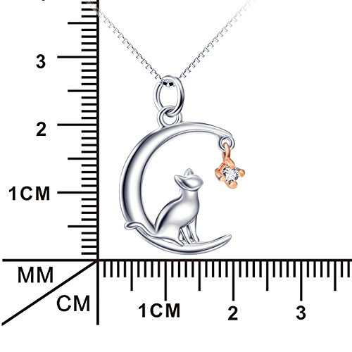 Silver Mountain Mujer plata de ley luna gato collar joyas con 45 cm Cadenas