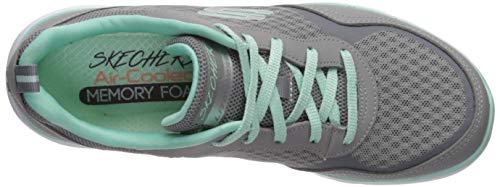Skechers Flex Appeal 3.0-go Forward, Zapatillas para Mujer, Gris (Gray Leather/Mesh/Mint Trim Gymn), 39 EU