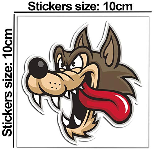 SkinoEu® 2 x PVC Pegatinas Laminadas Adhesivos Stickers Wolf Lobo Decoración Divertida Etiqueta para Motocycletas Autos Coches Ciclomotores Bicicletas Ordenador Portátil Regalo B 96