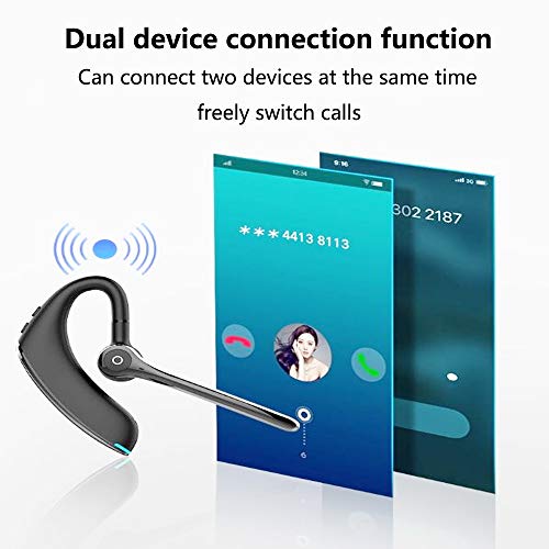 SLuB Teléfono móvil Bluetooth Auricular inalámbrico Bluetooth 5.1 Reducción de Ruido Impermeable Estéreo de Alta definición Auriculares Manos Libres con micrófono para Negocios, conducción (Negro)