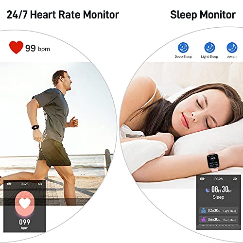 Smartwatch, 1.69" Reloj Inteligente Mujer Impermeable IP68 Pulsera Actividad 24 Modos Deporte con Pulsómetro Monitor de Sueño Monitores Actividad Cronómetros Calorías Podómetro para Android iOS, Rosa
