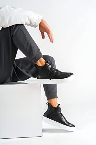 Solaress Knack 033 - Zapatillas deportivas para hombre | High-Top modernas para negocios, informales, para el día a día, ligeras, para senderismo, Color negro., 44 EU