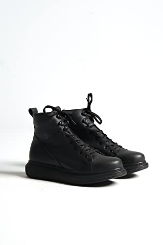 Solaress Knack 080 - Zapatillas deportivas para hombre | High-Top modernas y casuales para hombre | Zapatos de diario ligeros para senderismo, Negro , 43 EU