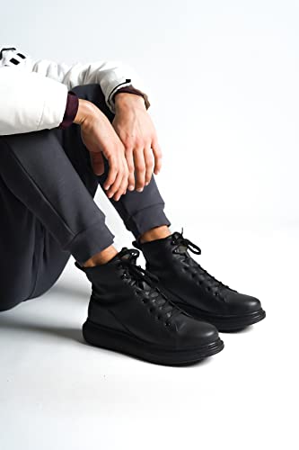 Solaress Knack 080 - Zapatillas deportivas para hombre | High-Top modernas y casuales para hombre | Zapatos de diario ligeros para senderismo, Negro , 43 EU
