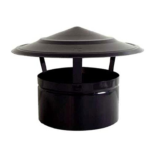 Sombrerete Fijo en acero negro vitrificado para estufas y chimeneas de leña | Serie lisa - Diámetro 120 mm