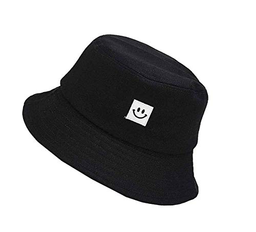 Sombrero de Pescador Smiley,Algodón Plegable Bucket Hat Unisex para Hombres Mujeres Adolescentes Acampar al AireLlibre Senderismo Pesca-Negro