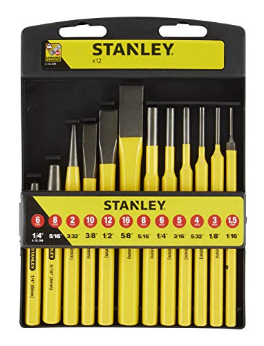 STANLEY 4-18-299 - Juego de punzones, botadores y cinceles, incluye 12 piezas