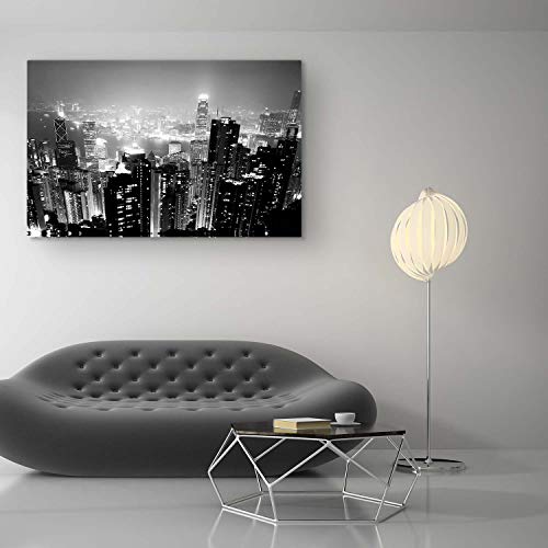 Startonight Cuadro sobre Lienzo en Blanco y Negro Hong Kong, Impresion en Calidad Fotografica Enmarcado y Listo para Colgar Diseño Moderno Decoración Formato Grande 80 x 120 CM