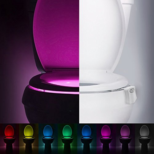 Stilhogar Luz Nocturna led para Inodoro con Sensor de Movimiento. Luz de WC (Toilet Light). Luz de Vater led WC con detección Movimiento y 8 Colores Diferentes.