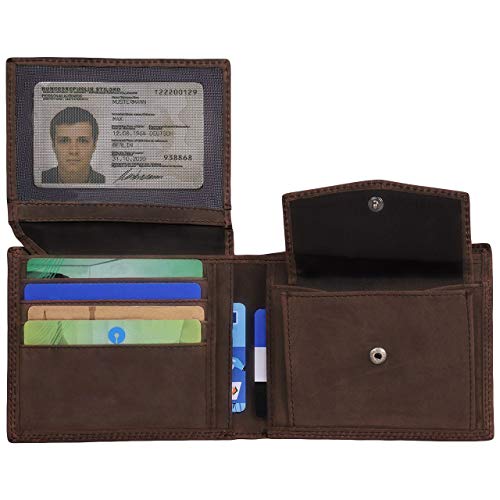 STILORD 'Antonio' Cartera o billeterade Piel RFID NFC Estilo Vintage para Hombres Portatarjetas o Monedero con diseño Original y de auténtico Cuero, Color:Ancona - marrón