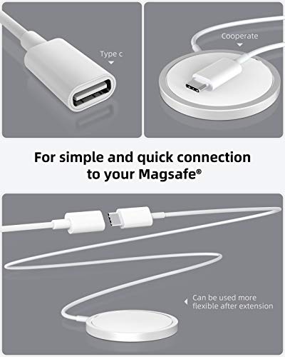 Stouchi Cable de extensión USB C para cargador Magsafe tipo C macho a hembra, 9 V, 2.3A, para carga inalámbrica de 480 Mbps, transferencia de datos compatible con M1 Macbok iPhone 13 1m, color blanco