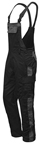 strongAnt® - Pantalón de Peto elástico de Trabajo Berlin 260gr, Bolsillos para Rodilleras - Hecho en Europa - Talla: 50, Color: Negro-Gris