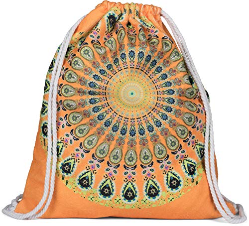 styleBREAKER Bolsa de Gimnasio para Mujeres con un Colorido Estampado de Mandala en Estilo étnico, Mochila, Bolsa de Deporte, Bolsa 02012320, Color:Naranja