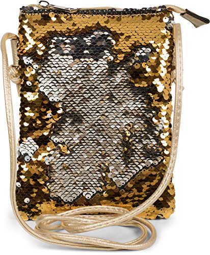 styleBREAKER Bolso de Mano minibolso de Bandolera con Lentejuelas Reversibles, Bolso de Hombro, Bolso de Mano, Bolso, señora 02012240, Color:Oro/Plata