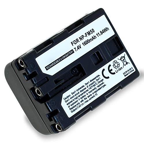 subtel® Batería de Repuesto NP-FM55H NP-FM50 para Sony DSLR-A100 DSC-F828 F717 DSC-R1 S85 CCD-TRV118 HDR-HC1 SR1 GV-D1000 DCR-TRV350 TRV330 TRV340 PC110, 1600mAh, Accu Sustitución Camara, Battery