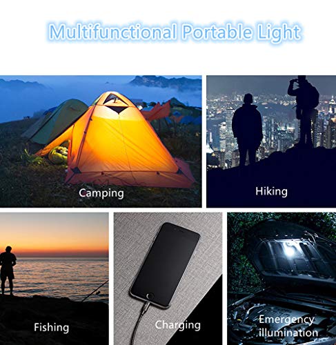 Sunboia Linterna solar para camping, luz LED recargable por USB, 4 modos, linterna de camping al aire libre, lámpara de emergencia para senderismo, camping, emergencias, cortes