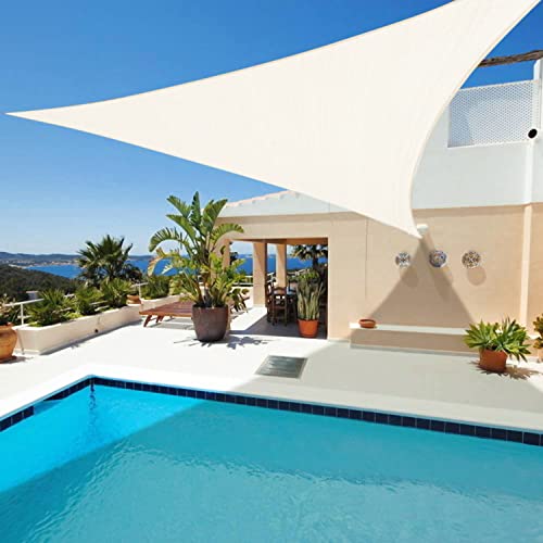 SUNNY GUARD Toldo Vela de Sombra Triangular 3.6x3.6x3.6m HDPE Transpirable protección UV para Patio, Exteriores, Jardín, Color Crema