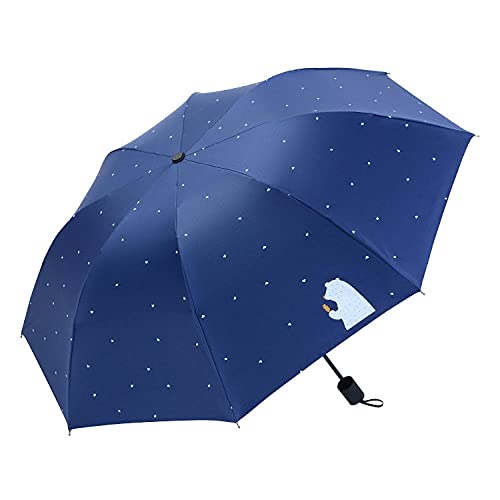 Suolar Sombrero Anti-UV Plegable, paraguas, pegamento negro de dos propósitos, protector solar, paraguas tres veces-Oso de gel negro - oso polar - tibetano_[Modelo manual regular] 55 cm 8 hueso