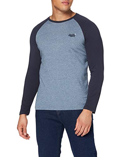 Superdry LS Top Camisa, Azure Tois Mega Grit, L para Hombre