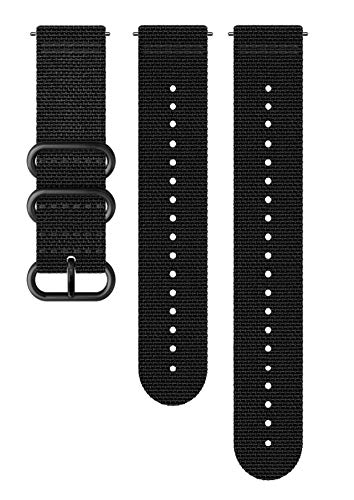 Suunto SS050228000 Correa de sustitución original para todos los relojes Suunto Spartan Sport WRH y Suunto 9, Textil, largo: 24,4 cm, ancho: 24 mm, incluye pasadores de fijación, negro/negro