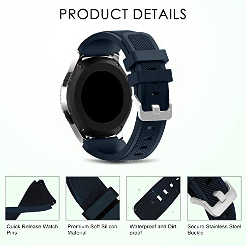 Syxinn Compatible con Correa de Reloj Gear S3 Frontier/Classic/Galaxy Watch 46mm Reemplazo de Banda de Silicona Suave Deportiva Pulsera de Repuesto para Gear S3/Moto 360 2nd Gen 46mm