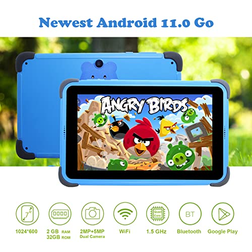 Tablet para niños, weelikeit Tablet de 7 Pulgadas para niños Android 11, 2GB RAM | 32GB ROM Tablet WiFi, Pantalla IPS HD, Control Parental, Bluetooth,Google Certified Playstore (Azul)